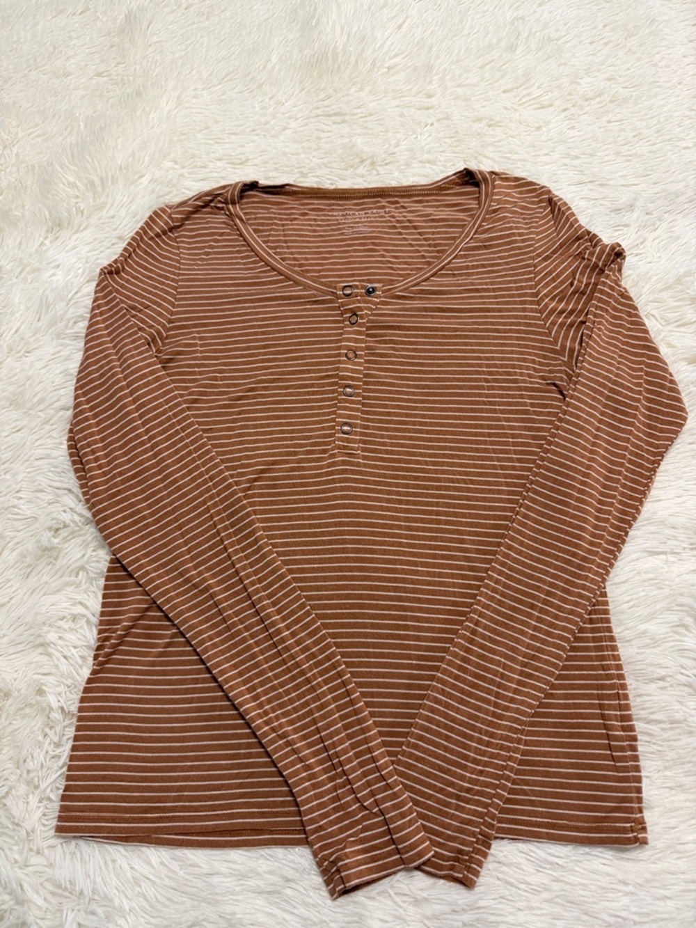 American Eagle Outfitters Striped Henley Long-Sleeve Top